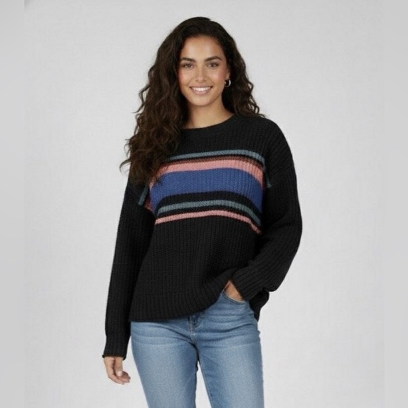 American Eagle Sweaters - AE Cozy Relaxed Fit Striped Knit Sweater | Retro 90s Casual Soft Grunge Preppy